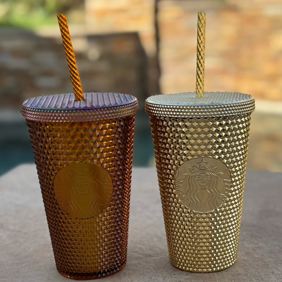 Set of Starbucks Gold and Bronze Studded Tumblers - Picture 1 of 4